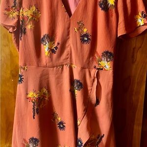 Madewell Floral Dress in Coral and Yellow